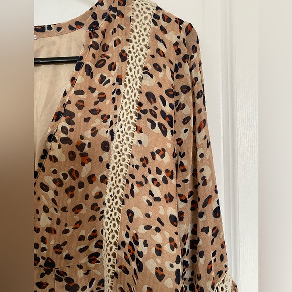 Indikah Animal Print Leopard Flowy Tunic Dress Size M - Picture 3 of 11